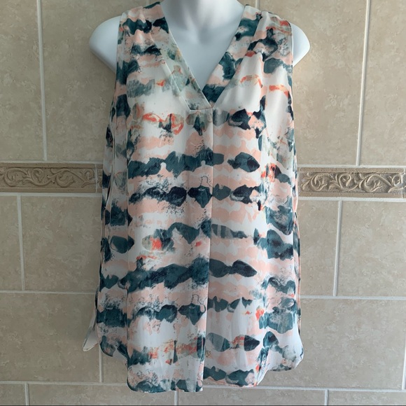 Cabi Gelato Watercolor v neck top style 5035 - Picture 1 of 10